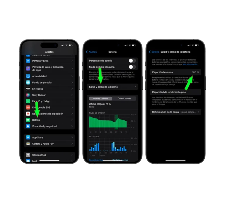 Dónde se mira el estado de la batería en iOS